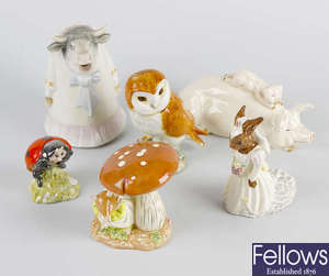 A box containing a selection of Beswick animals, etc.