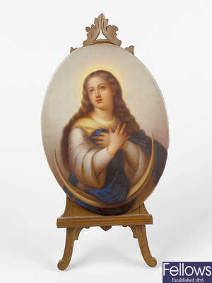 A 19th century Berlin painted porcelain oval plaque. 