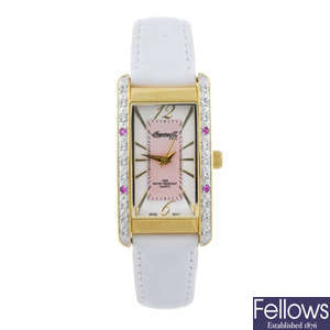 INGERSOLL - a lady's gold plated Pink wrist watch together with four others.