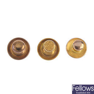 A selection of late 19th to early 20th century gold dress studs.