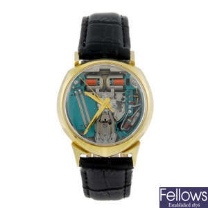 BULOVA - a gentleman's yellow metal Accutron Spaceview wrist watch.