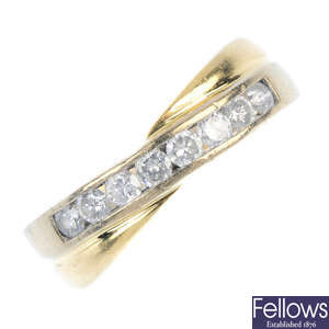 An 18ct diamond crossover ring.