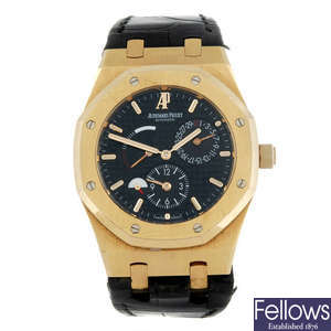 AUDEMARS PIGUET - a gentleman's 18ct rose gold Royal Oak Dual Time wrist watch.