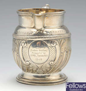 A late Victorian silver jug.