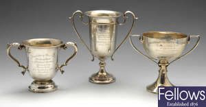 Three 1920's silver trophy cups.
