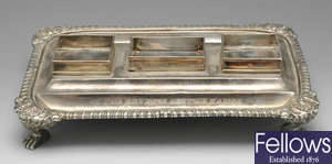 A George III silver desk stand.