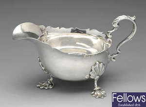 Two early 20th century silver sauce boats.