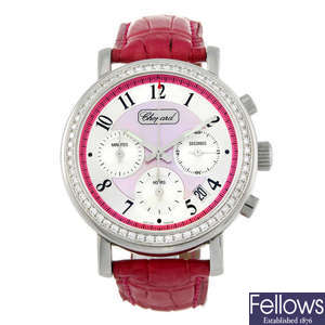 CHOPARD - a limited edition lady's stainless steel Elton John chronograph wrist watch.