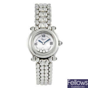 CHOPARD - a lady's stainless steel Happy Sport bracelet watch.