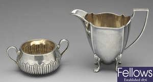 A late Victorian silver sugar bowl, etc.