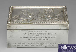 A Victorian silver mounted cigarette box by Sampson Mordan & Co.