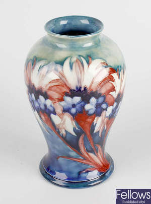 A Moorcroft cornflower vase. 