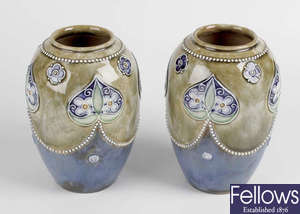 A pair of Royal Doulton vases. 