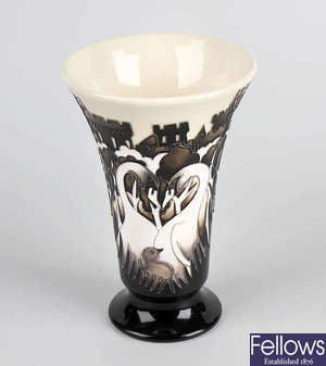 A Moorcroft swan vase. 