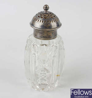 A 1920's silver mounted cut glass jar. 