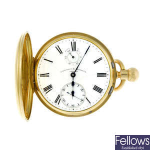 (6000422-2-A) An 18ct gold half hunter pocket watch by Parkinson & Frodsham.
