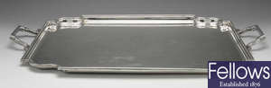 A 1940's twin-handled silver tray.