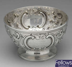 A late Victorian silver footed bowl.