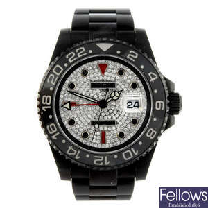 (125388-1-A) ROLEX - a gentleman's bi-material Oyster Perpetual Date GMT-Master II bracelet watch.
