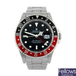 ROLEX - a gentleman's stainless steel Oyster Perpetual Date GMT-Master II
