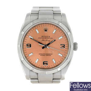 (3493-3-A) ROLEX - a gentleman's stainless steel Oyster Perpetual Air King bracelet watch.
