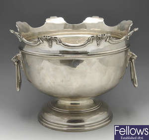 A 1920's silver punch bowl.