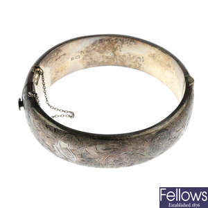 A selection of silver and white metal bangles