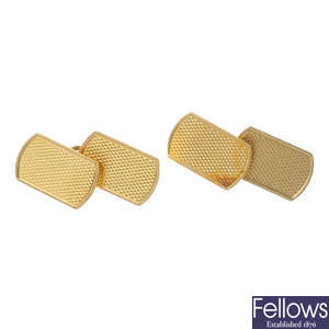A pair of 1940s 18ct gold cufflinks.