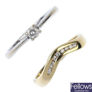 Two 18ct gold diamond rings. 