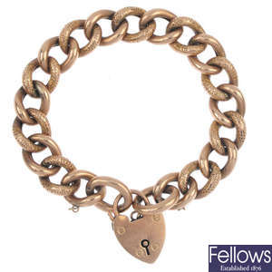 A late 19th century 9ct gold curb-link bracelet.