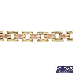A 1940s 14ct gold tank bracelet.