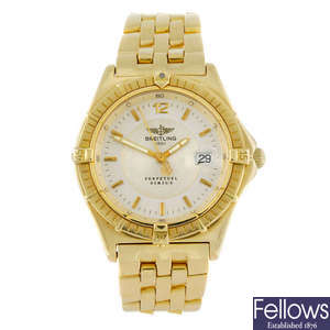 BREITLING - a gentleman's 18ct yellow gold Perpetual Sirius bracelet watch.