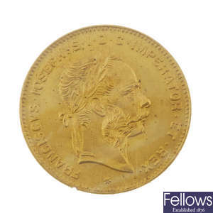 Austria, Franz Joseph, gold 10-Francs 1892.