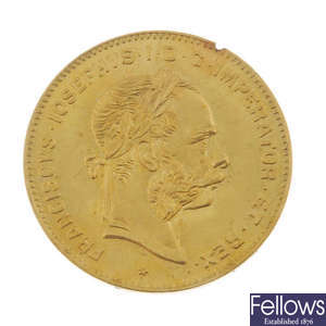 Austria, Franz Joseph, gold 10-Francs 1892.