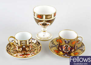 A Royal Crown Derby coffee cup and saucer, etc.  