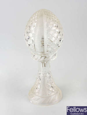 A 20th century cut glass table lamp. 