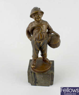 A small early 20th century bronze figure, Richard W. Lange, (1879-1944). 