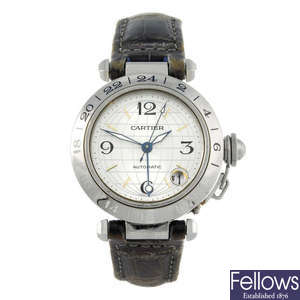 CARTIER - a stainless steel Pasha wrist watch.