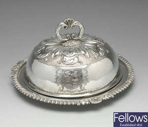 A George III silver muffin dish & cover, London 1817