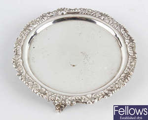 An early 20th century silver card tray. 