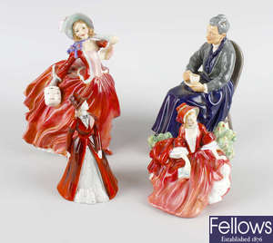 A group of eleven Royal Doulton figures, etc.