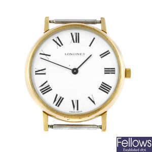 LONGINES - a gentleman's gold plated wrist watch.