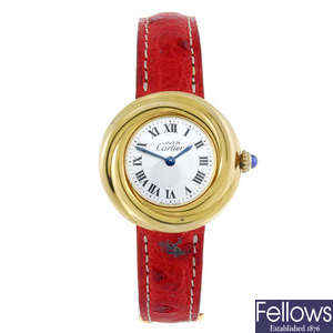 CARTIER - a gold plated silver Must De Cartier Trinity wrist watch.