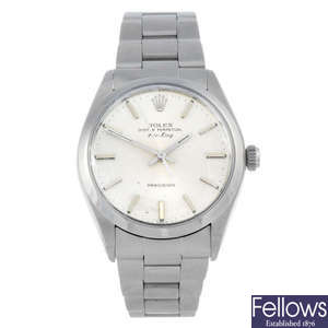 ROLEX - a gentleman's stainless steel Oyster Perpetual Air King Precision bracelet watch.