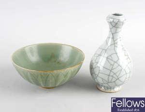 Two items of Chinese celadon porcelain. 