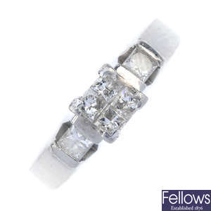 A platinum diamond ring.