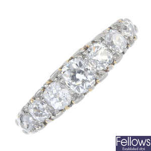 A diamond seven-stone ring.