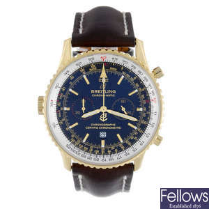 BREITLING - a gentleman's 18ct yellow gold Navitimer Chronomatic chronograph wrist watch.