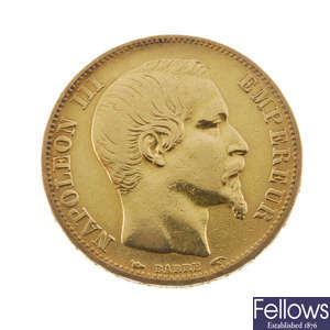 France, gold 20-Francs 1853.
