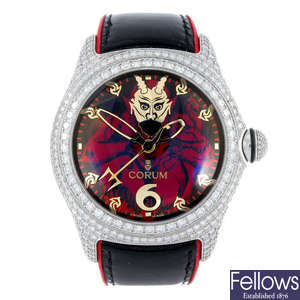 CORUM - a limited edition gentleman's 18ct white gold Bubble Lucifer wrist watch.